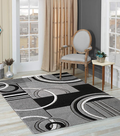 Area Rug 2X3 Door Mat Grey Geometric Soft Floor Carpet with Premium Fluffy Texture for Indoor Living Dining Room and Bedroom Area