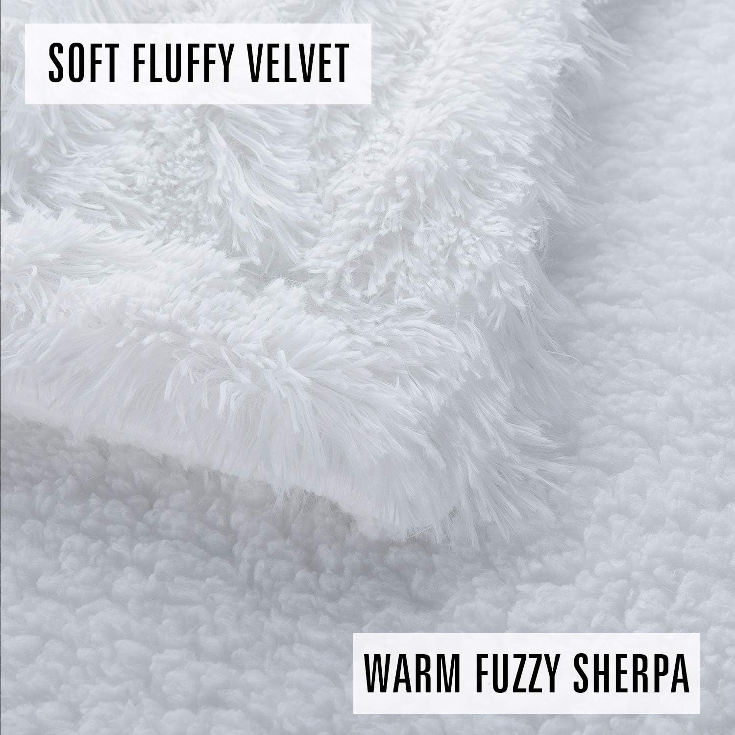 Super Soft Shaggy Faux Fur Throw Blanket, Plush Fuzzy Sherpa Throw Blanket for Couch, Cozy Fluffy White Blankets for Bed Chair Sofa, 60'' X 80''