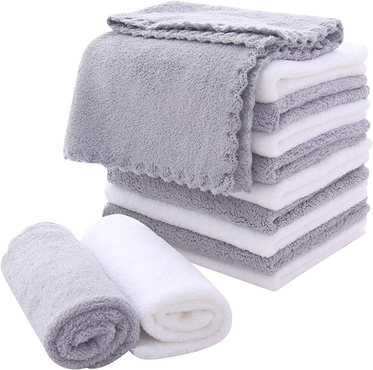 Microfiber Facial Cloths Fast Drying Washcloth 12 Pack - Premium Soft Makeup Remover Cloths - Highly Absorbent