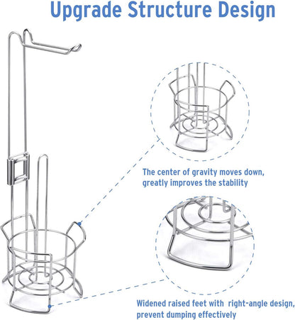 Toilet Paper Holder Stand, Bathroom Toilet Paper Storage for 3 Rolls of Toilet Tissue, Toilet Paper Stands Freestanding Toilet Paper Roll Holder Stand for Storage Organizing, Chrome