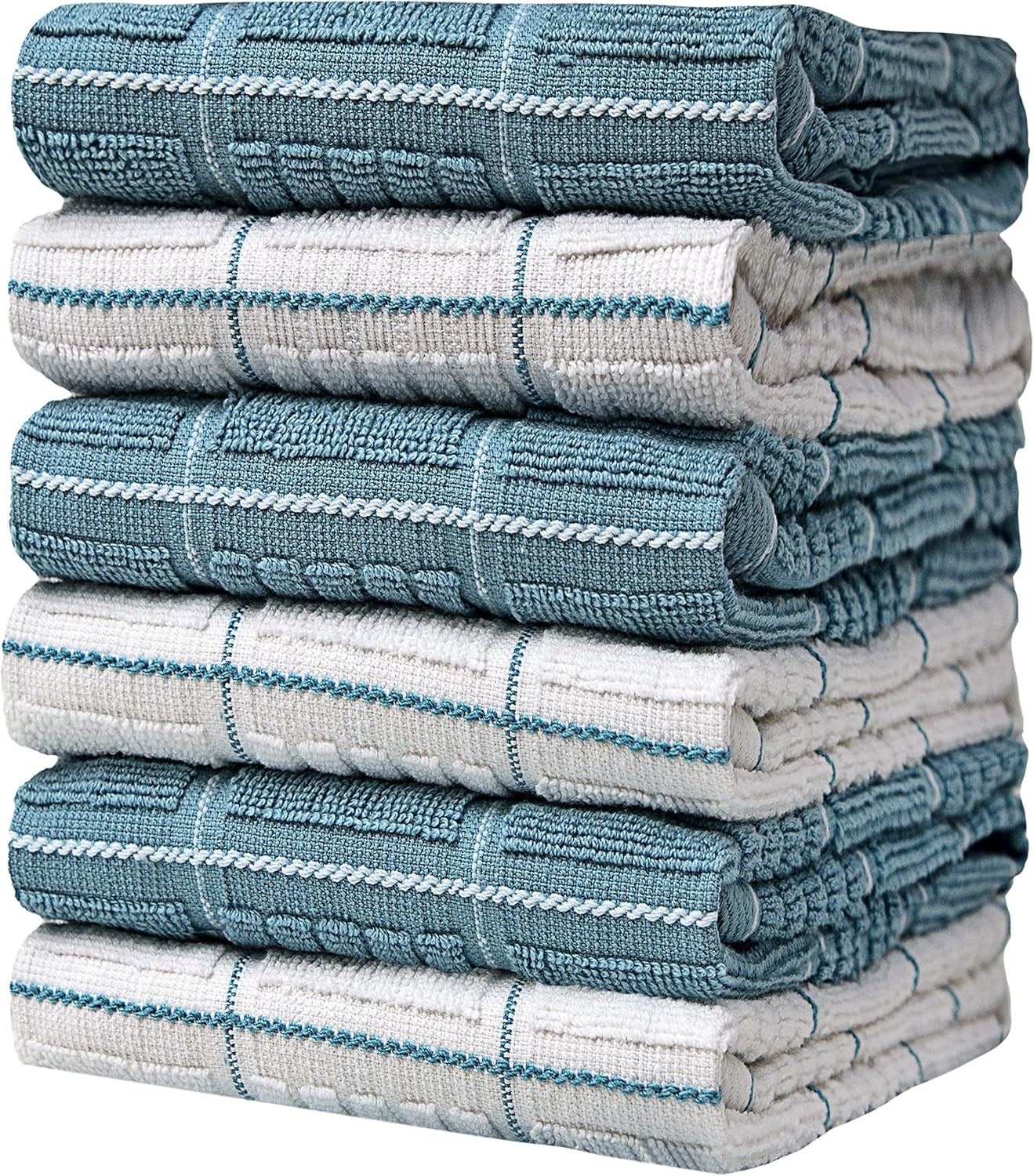 Premium Cotton Kitchen Towels (16" X 26") | Absorbent Dish Towels | 435 GSM Cotton Tea Towels | Kitchen Hand Towels | Dish Towels for Kitchen | Aqua