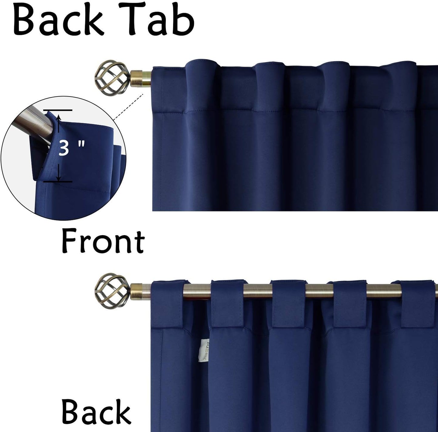 Blackout Curtains 84 Inch Length 2 Panels for Bedroom - Rod Pocket and Back Tab Thermal Insulated Room Darkening Curtains for Living Room, 52 X 84 Inch, Navy Blue