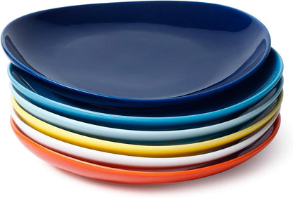 Porcelain Dessert Plates - 7.8 Inch Salad Plates, Small Plates Appetizer Plates Set of 6 - Dishwasher, Microwave, Oven Safe - Rainbow Palette Color