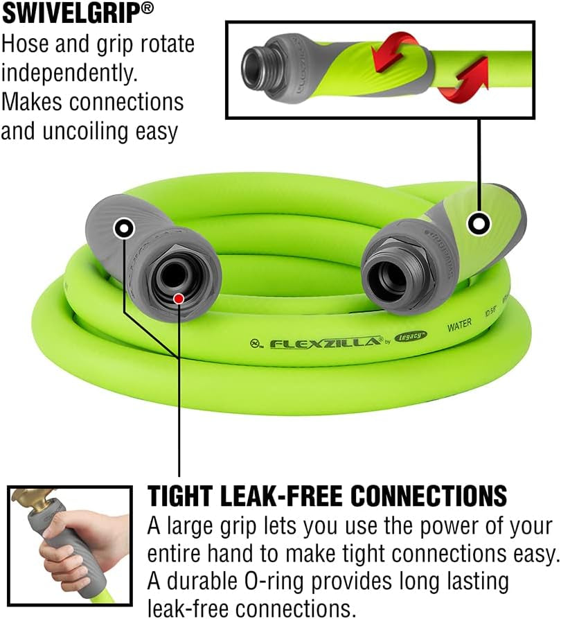 Garden Lead-In Hose with Swivelgrip, 5/8 In. X 10 Ft., Heavy Duty, Lightweight, Drinking Water Safe, Zillagreen - HFZG510YWS-E