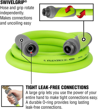 Garden Lead-In Hose with Swivelgrip, 5/8 In. X 10 Ft., Heavy Duty, Lightweight, Drinking Water Safe, Zillagreen - HFZG510YWS-E