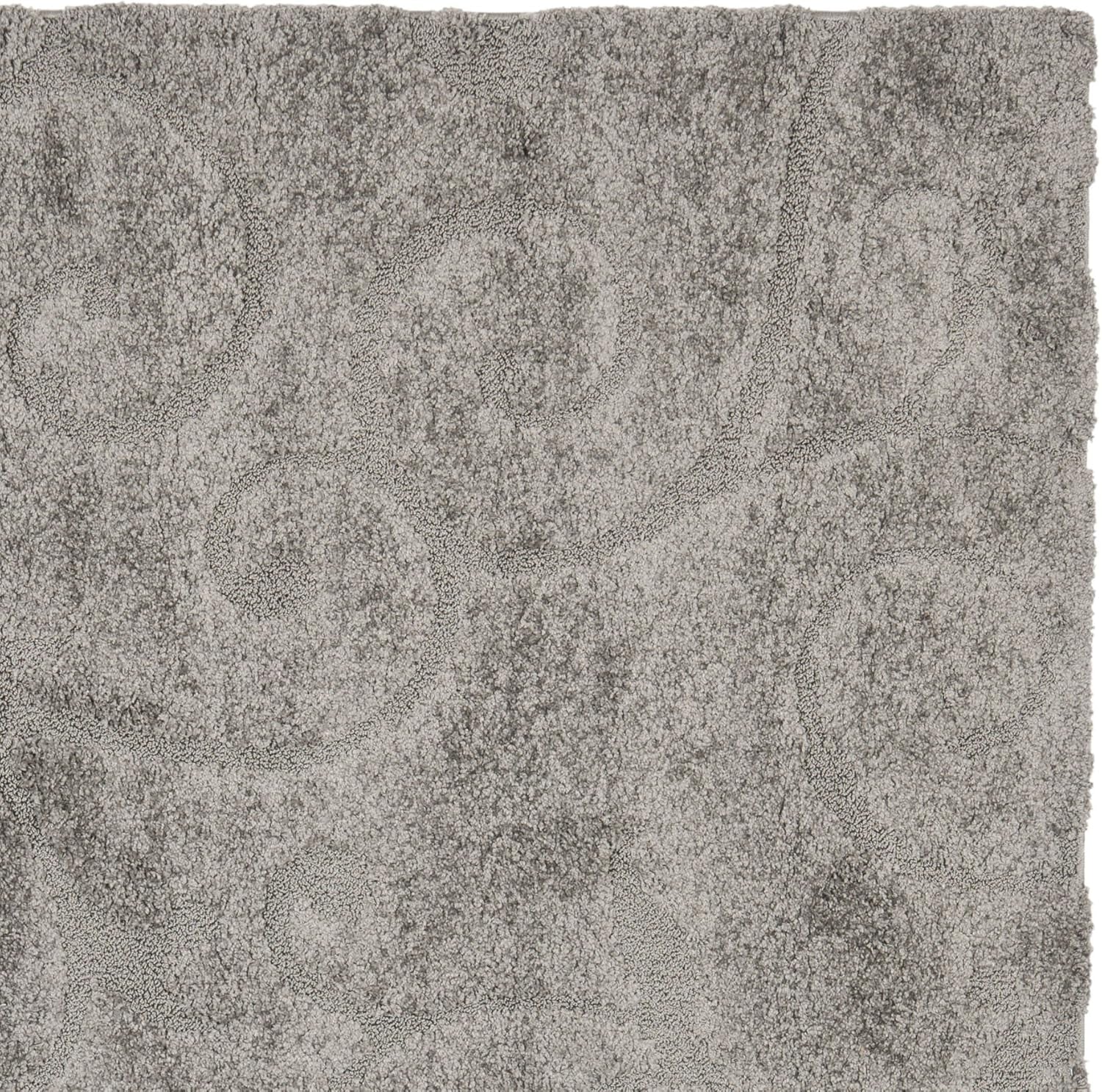 Florida Shag Collection Area Rug - 6'7" Square, Grey, Scroll Design, Non-Shedding & Easy Care, 1.2-Inch Thick Ideal for High Traffic Areas in Living Room, Bedroom (SG455-8013)