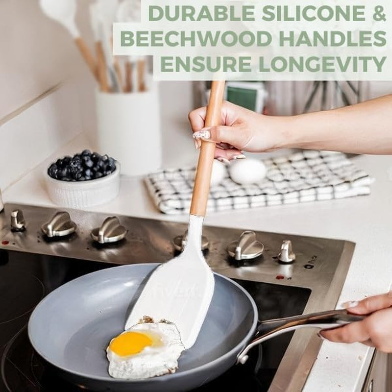 Silicone Kitchen Utensils Set, Heat-Resistant Silicone Utensils for Cooking, Silicone Cooking Utensils, White Utensils Set, Silicone Utensil Set, Silicone Whisk, Cooking Utensils Set