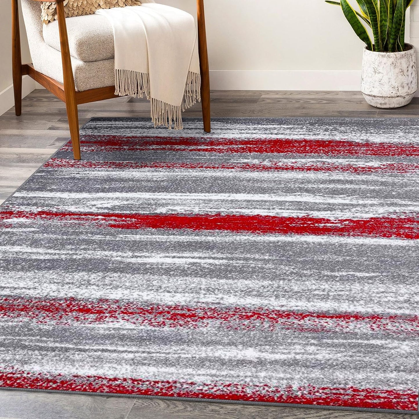 Modern Abstract Red 2X3 Area Rug