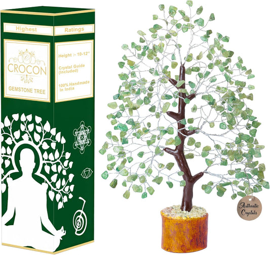 Green Jade Crystal Tree of Life - Chakra Tree for Positive Energy, Gemstone Tree, Feng Shui Tree Decor - Money Tree Bonsai - Healing Crystal Tree - Meditation Accessories, Spiritual Gift - Gem Tree