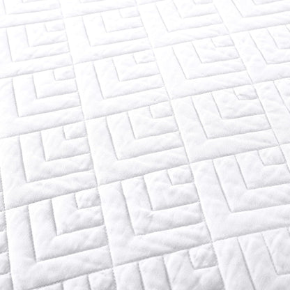 Quilt Set Full/Queen Size White 3 Piece,Lightweight Soft Coverlet Squares Pattern Bedspread Set for All Seasons(1 Quilt,2 Pillow Shams)