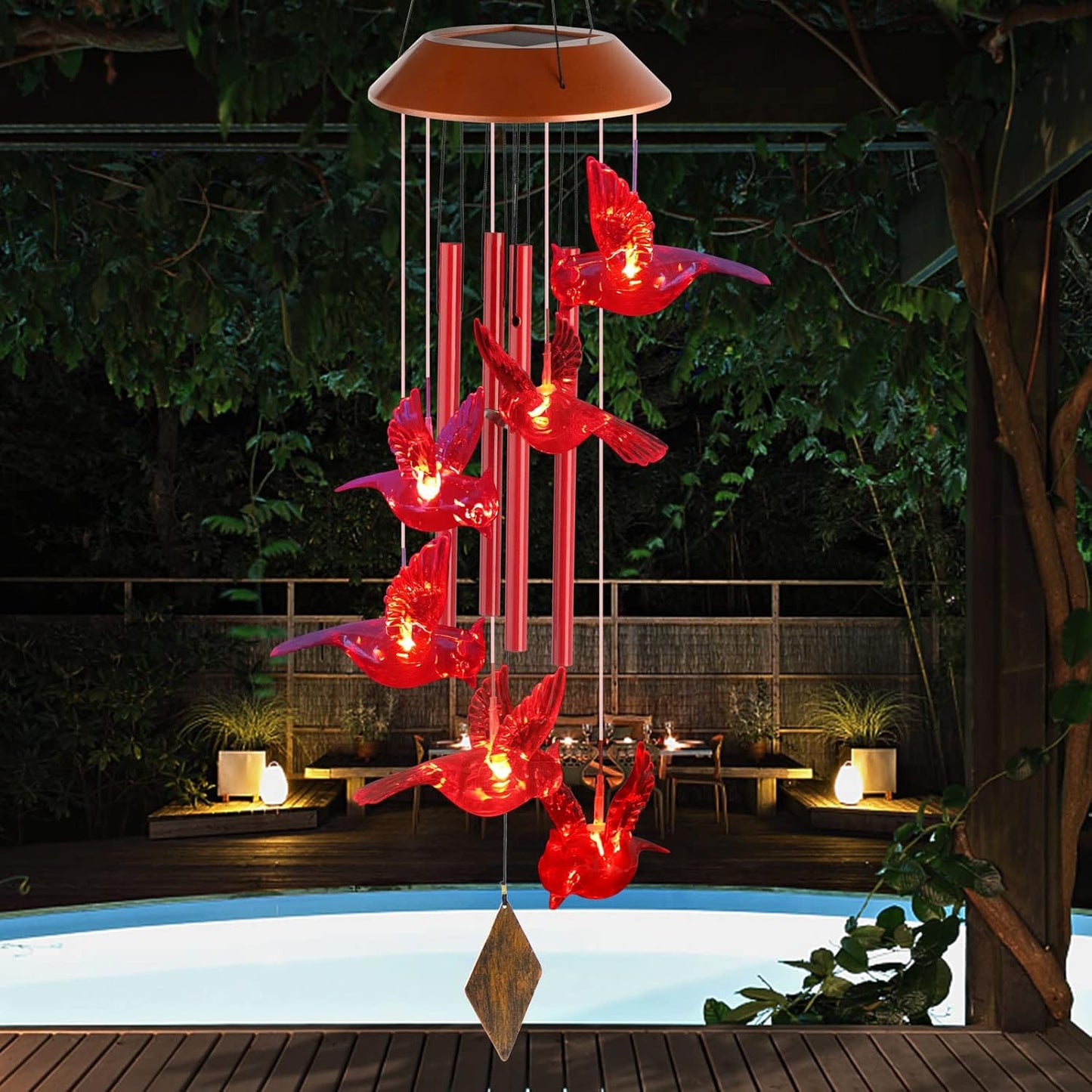 Gifts for Women Solar Cardinal Wind Chime Lights Cardinal Gifts for Mom/Grandma/Wife/Parents/Teachers/Friends Unique Birthday Gift Gardening Gift Outdoor Garden Decor for Cardinal Lover