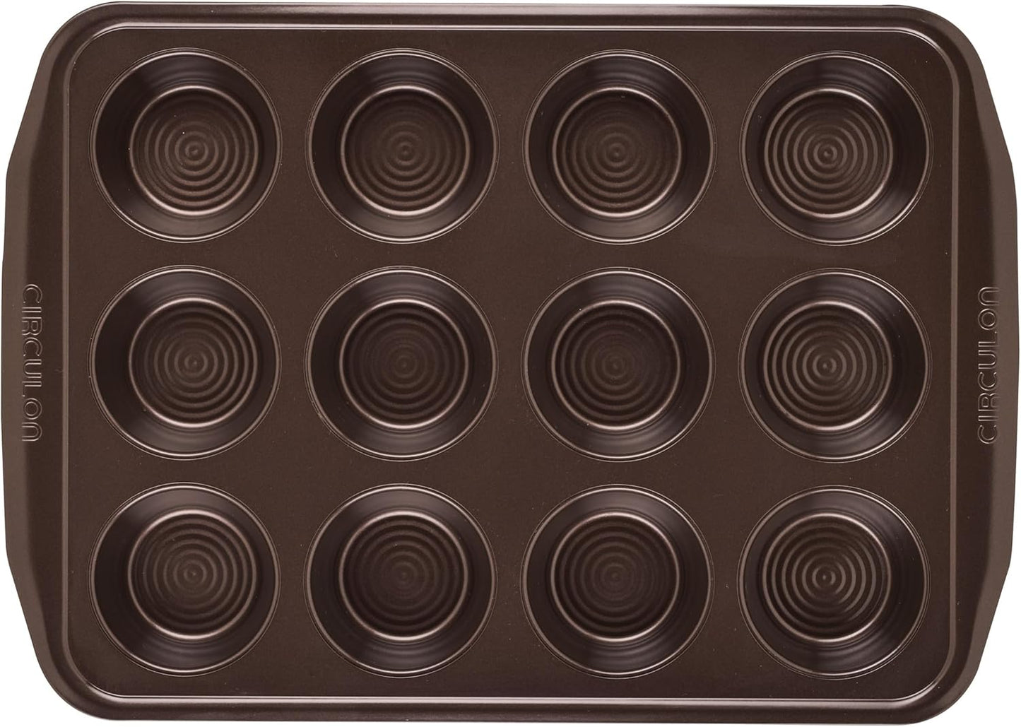 Nonstick Bakeware 12-Cup Muffin Tin, Brown, Steel