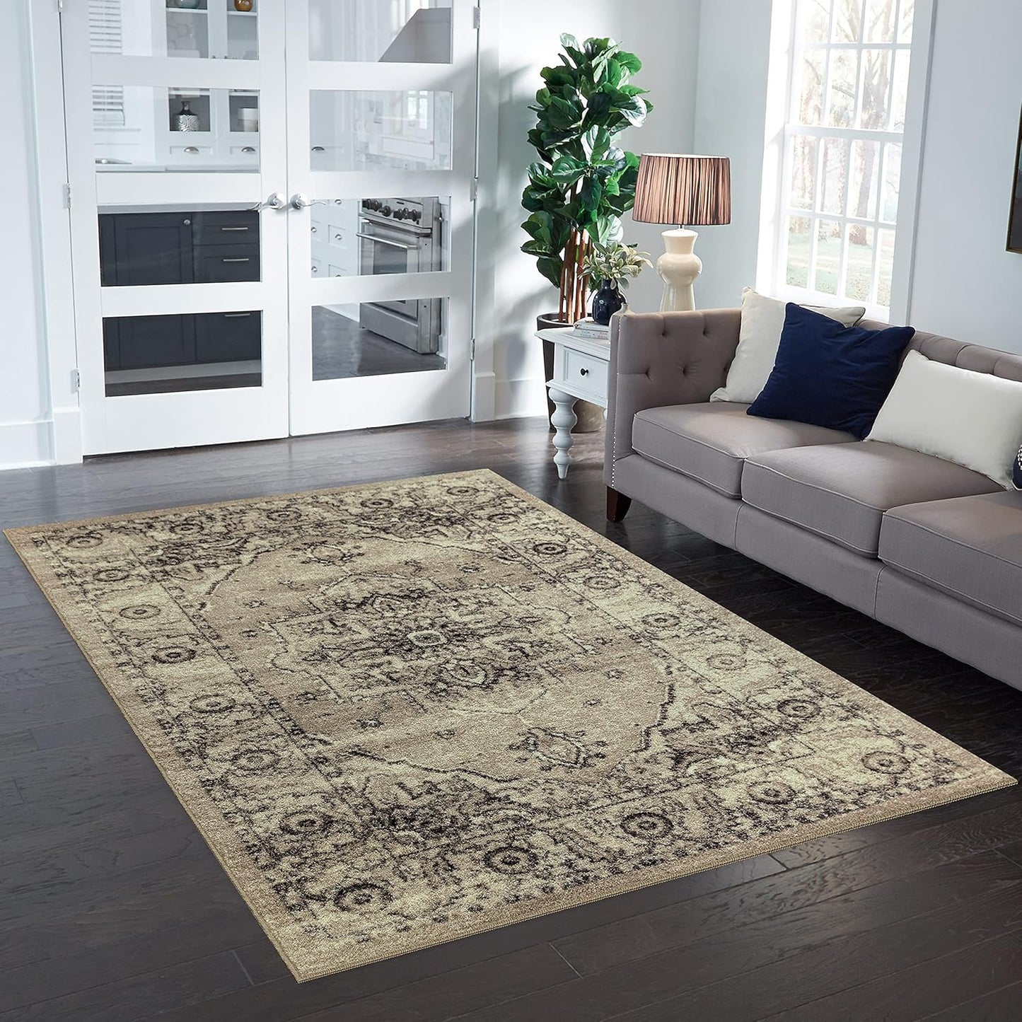 Distressed Lexington Area Rugs Carpet for Living Room & Bedroom [Made in USA], 5 X 7, Brown/Neutral