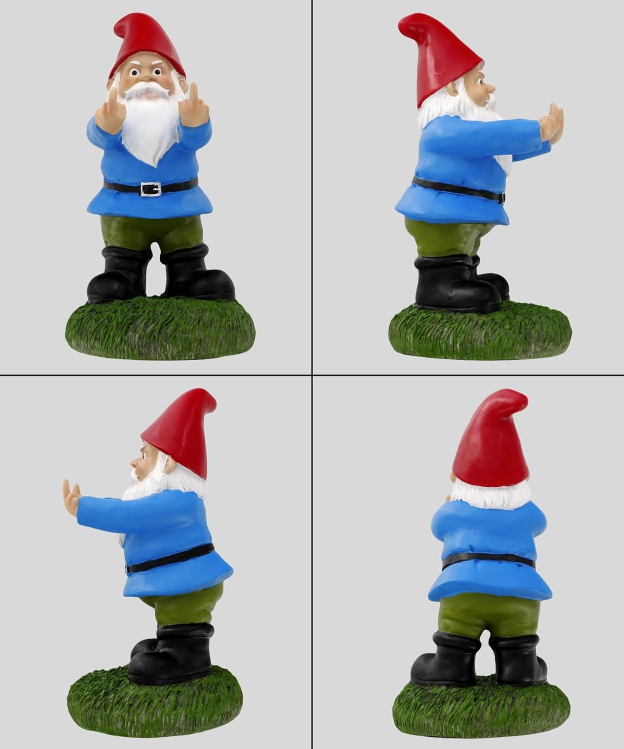 Middle Finger Gnome, 8.45In Tall - the Original Double Bird Garden Gnome Statue - Outdoor Funny Gnome Decoration and Lawn Ornament