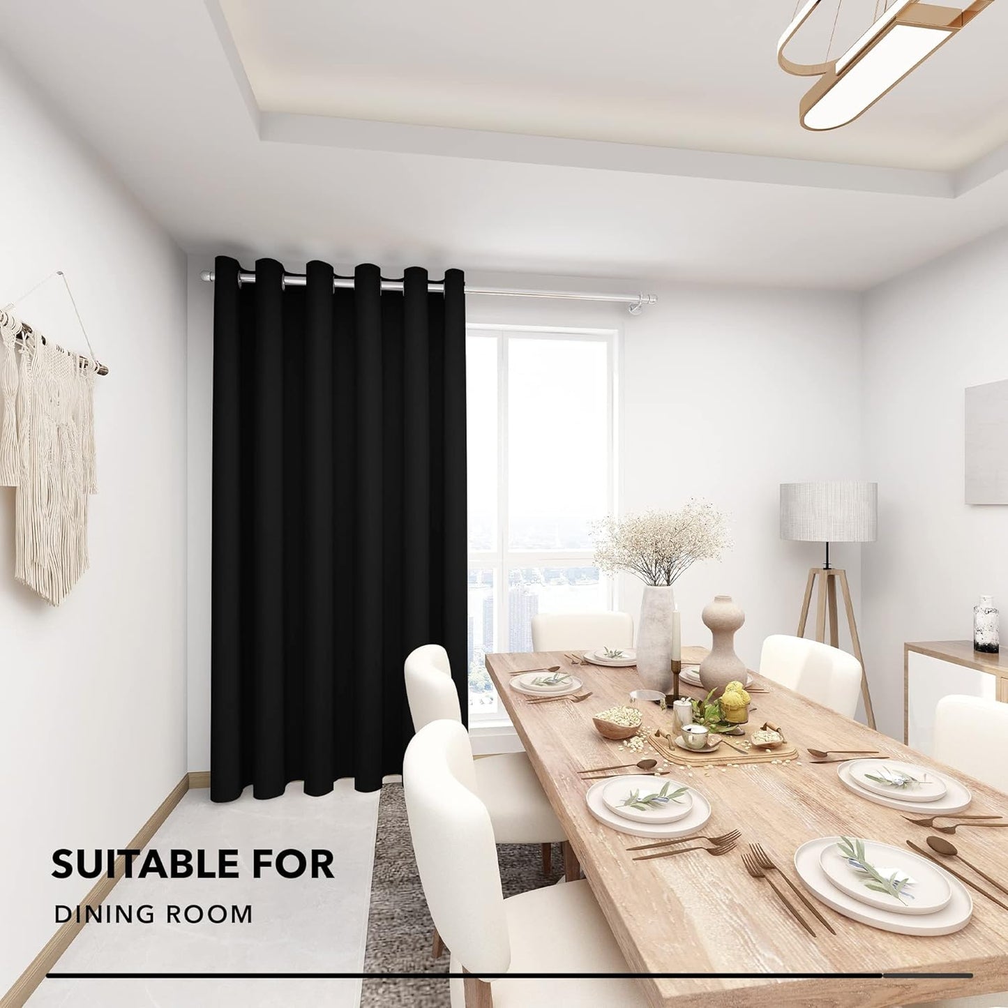 Blackout Curtains, Solid Room Darkening Curtains for Living Room, Thermal Insutaled Drapes for Kitchen Patio Door Nursery, Grommet Top (Black, 80X84 Inch, 1 Panel)