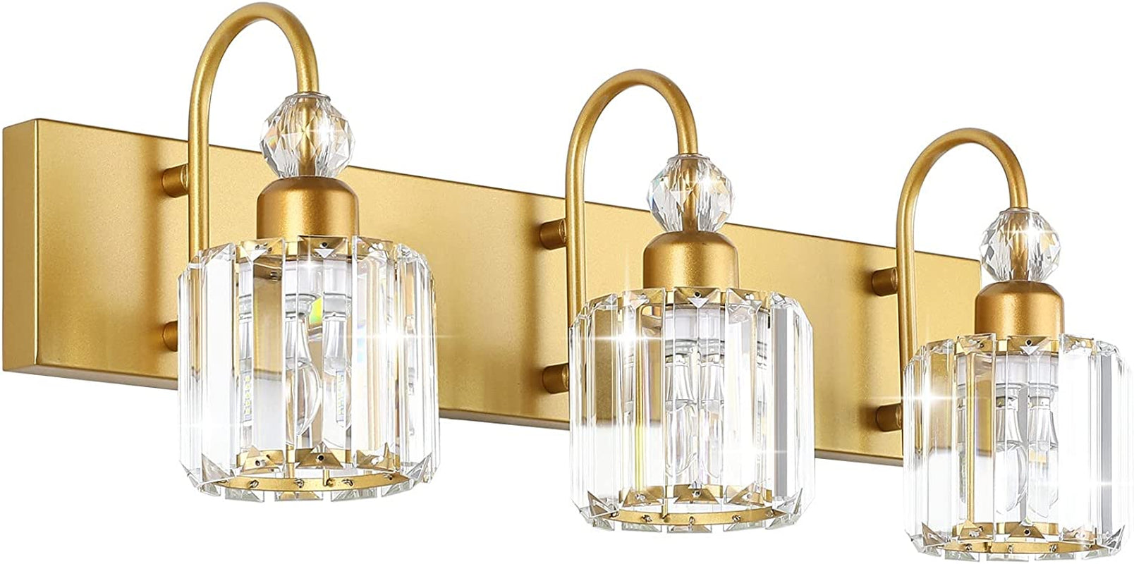 Gold Bathroom Vanity Lights 3-Lights Gold Crystal Vanity Lights over Mirror Modern Crystal Bathroom Vanity Lighting Fixtures