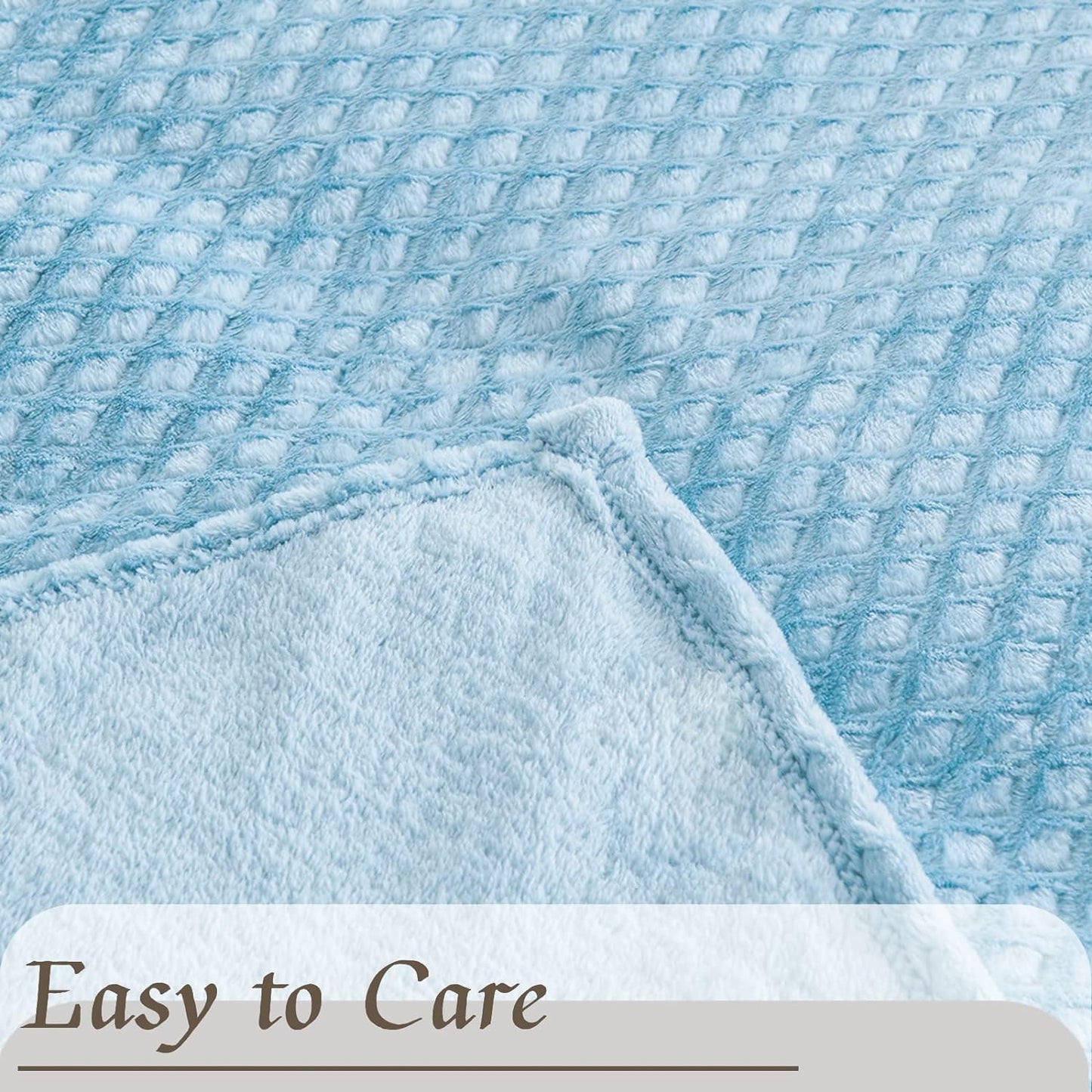 Diamond Ultra Soft Fleece Blanket, Twin Size Flannel Blankets for Bed (Ice Blue, 90 X 66 Inches) - Cozy, Warm and Lightweight