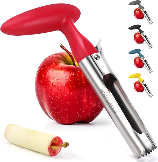 Premium Apple Corer Tool - Easy to Use and Clean - Sturdy Apple Core Remover with Sharp Serrated Blades - Stainless Steel Corers for Apple and Pear - Core Fruits with Ease(Red)